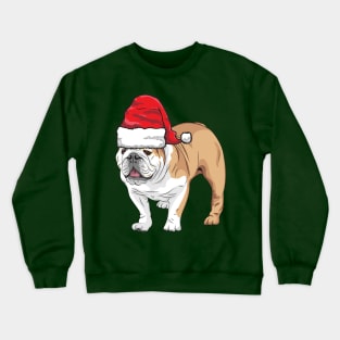 Santa Hat-Wearing Cute Bulldog Funny Christmas Holiday Crewneck Sweatshirt